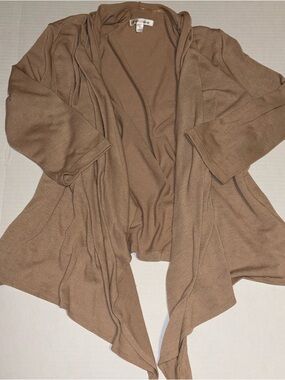 JohnPaulRichard Camel Brown Draped Open-Front Cardigan XL